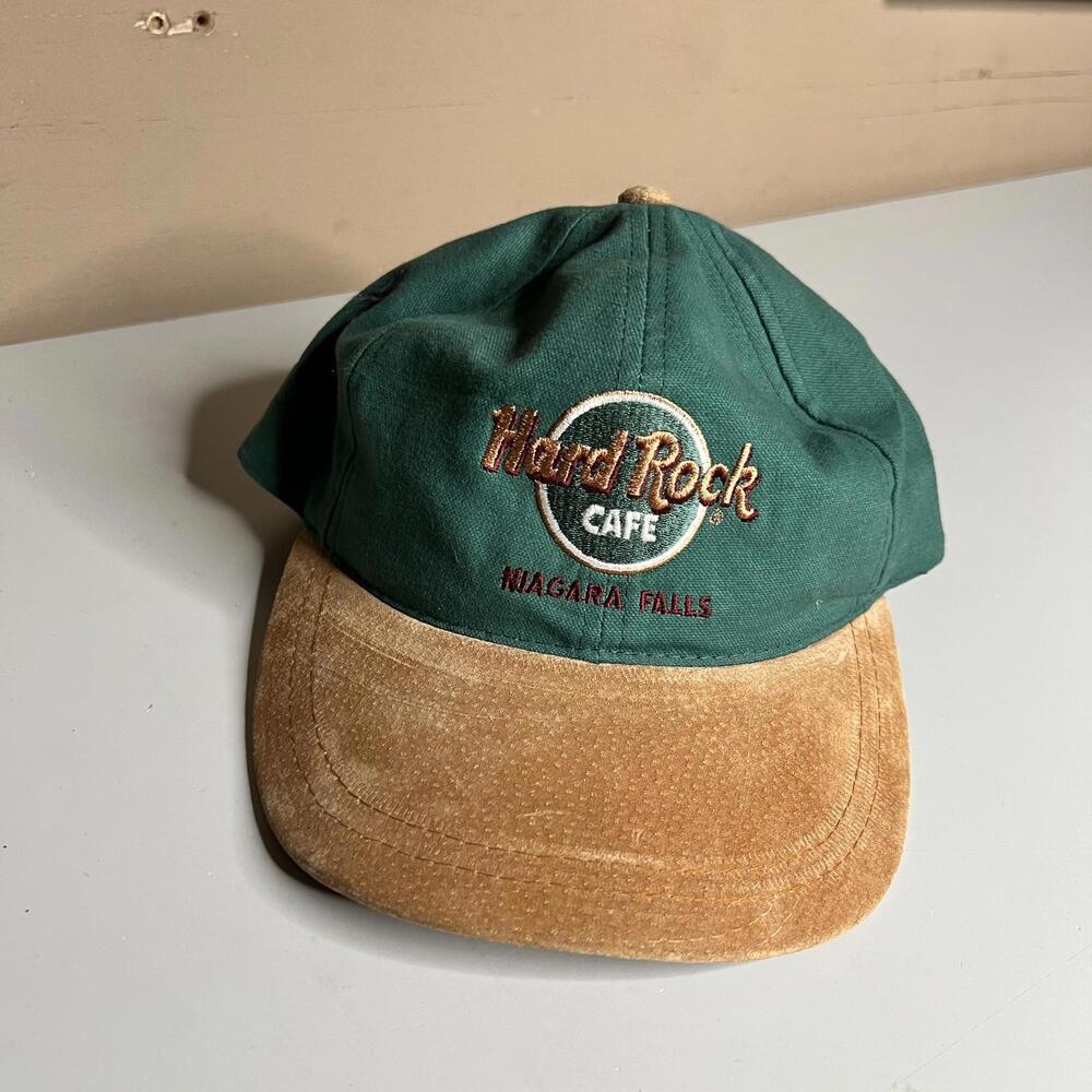 Hard Rock Cafe Niagara Falls Hat Cap Strap Back Mens One Size‎ Green Suede